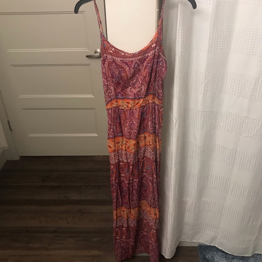 Pink and red paisley maxi dress